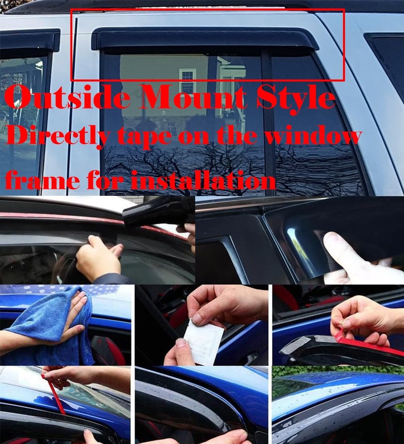 99Parts Smoke Tinted Window Sun Rain Visors Vent Guard Deflector Shade Compatible with Chevrolet Tahoe Yukon 2000-2006 - Image 3